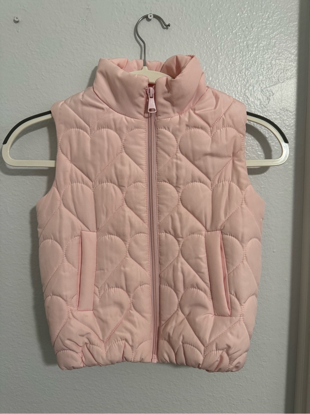 Girls 4T Light Pink Quilted Heart Puffer Vest